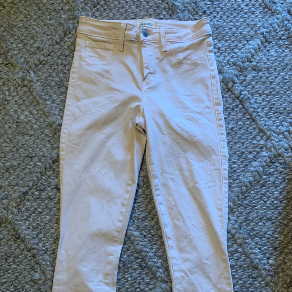 L’AGENCE Womens High Rise  Skinny Margot Jeans Rose Quartz Pink Size 24 LA Made